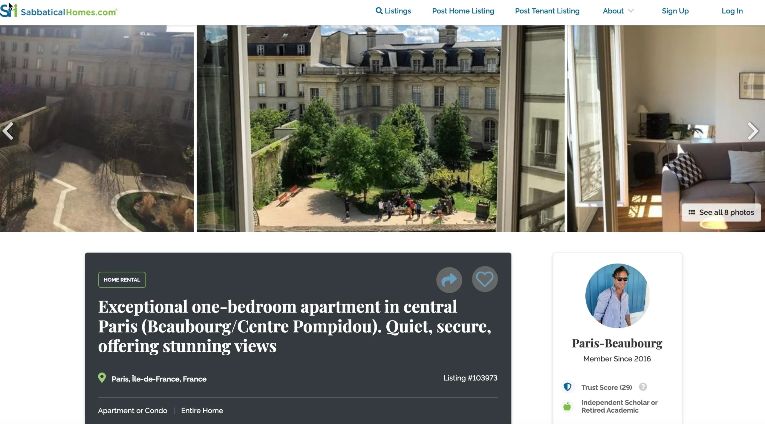 SabbaticalHomes Paris Listing 103973