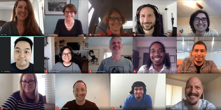 The SabbaticalHomes team photo taken during a video conference meeting.
